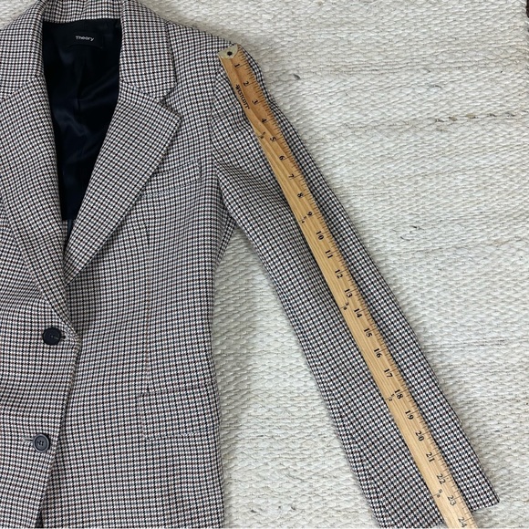 Theory Super Cinch Houndstooth Wool Blend Blazer Jacket Size 4 - Picture 11 of 16